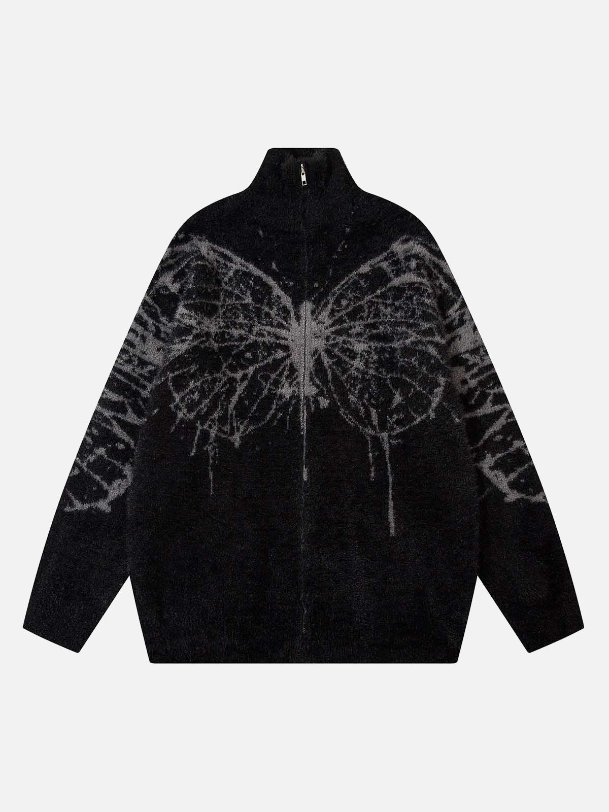 Concert Outfit Butterfly Jacquard Knit Mock Neck Sweater Concert Outfit Butterfly Jacquard Knit Mock Neck Sweater