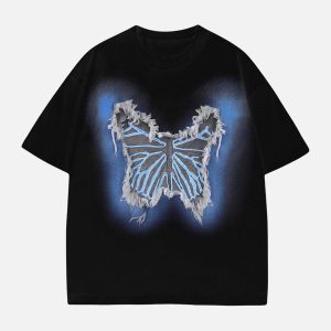 Concert Outfit Butterfly Patch Embroidered Graphic T-Shirt