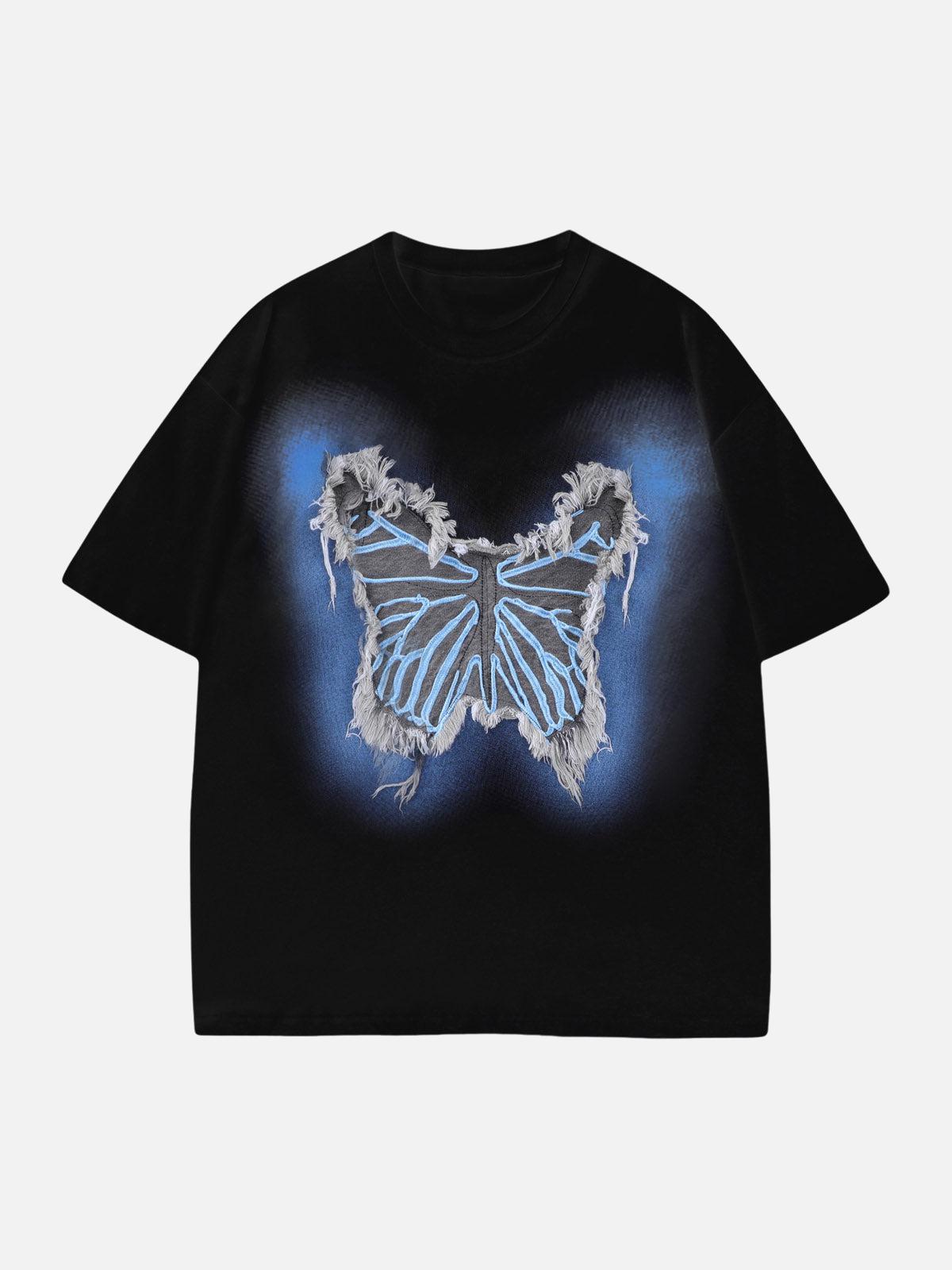 Concert Outfit Butterfly Patch Embroidered Graphic T-Shirt Concert Outfit Butterfly Patch Embroidered Graphic T-Shirt