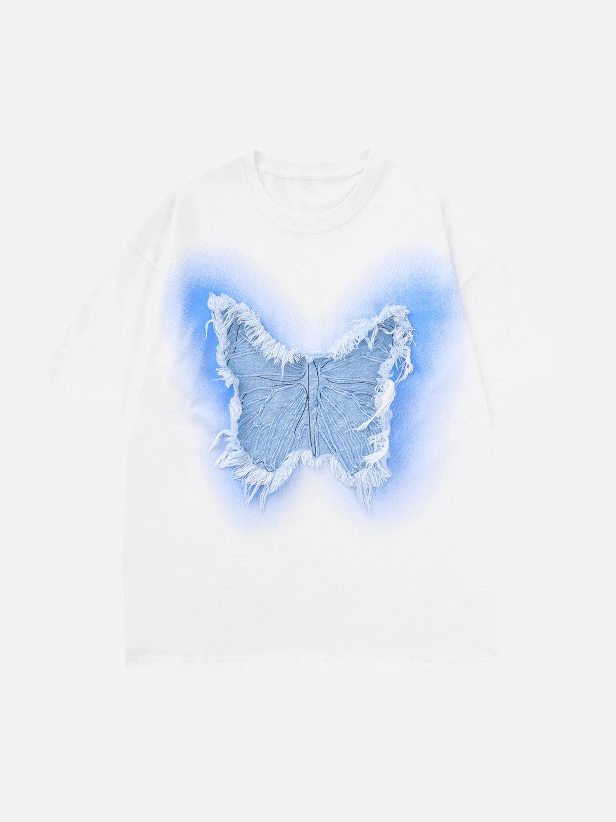 Concert Outfit Butterfly Patch Embroidered Graphic T-Shirt Concert Outfit Butterfly Patch Embroidered Graphic T-Shirt