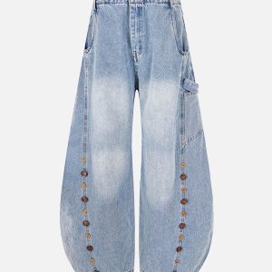 Concert Outfit Button Embroidered Barrel Jeans