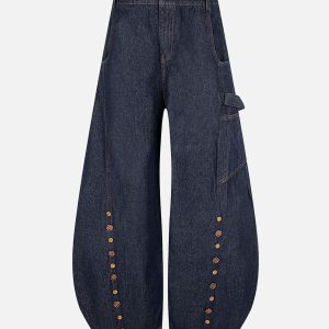 Concert Outfit Button Embroidered Barrel Jeans