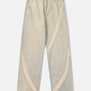 Concert Outfit Cambered Patchwork Straight-Leg Jeans