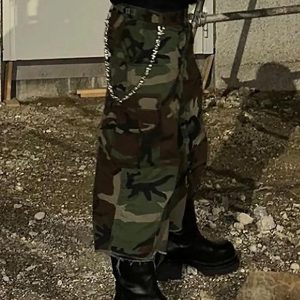 Concert Outfit Camouflage Buckle Waist Cropped Cargo Shorts