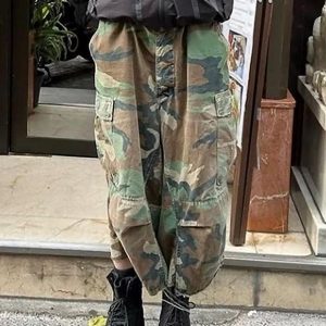 Concert Outfit Camouflage Buckle Waist Cropped Cargo Shorts