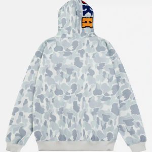 Concert Outfit Camouflage Double Cap Design Hoodie