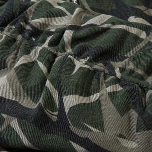 Concert Outfit Camouflage Faux Two-Piece Hooded Bomber Jacket