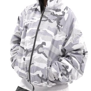 Concert Outfit Camouflage Fleece Hooded Jacket