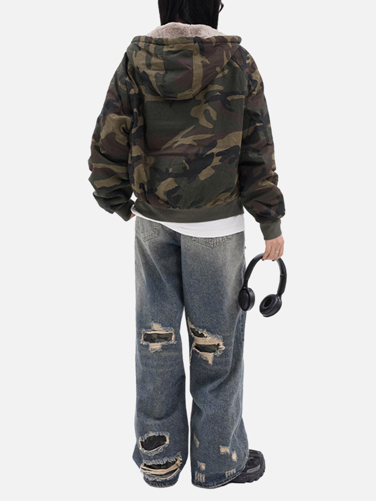 Concert Outfit Camouflage Fleece Hooded Jacket Concert Outfit Camouflage Fleece Hooded Jacket
