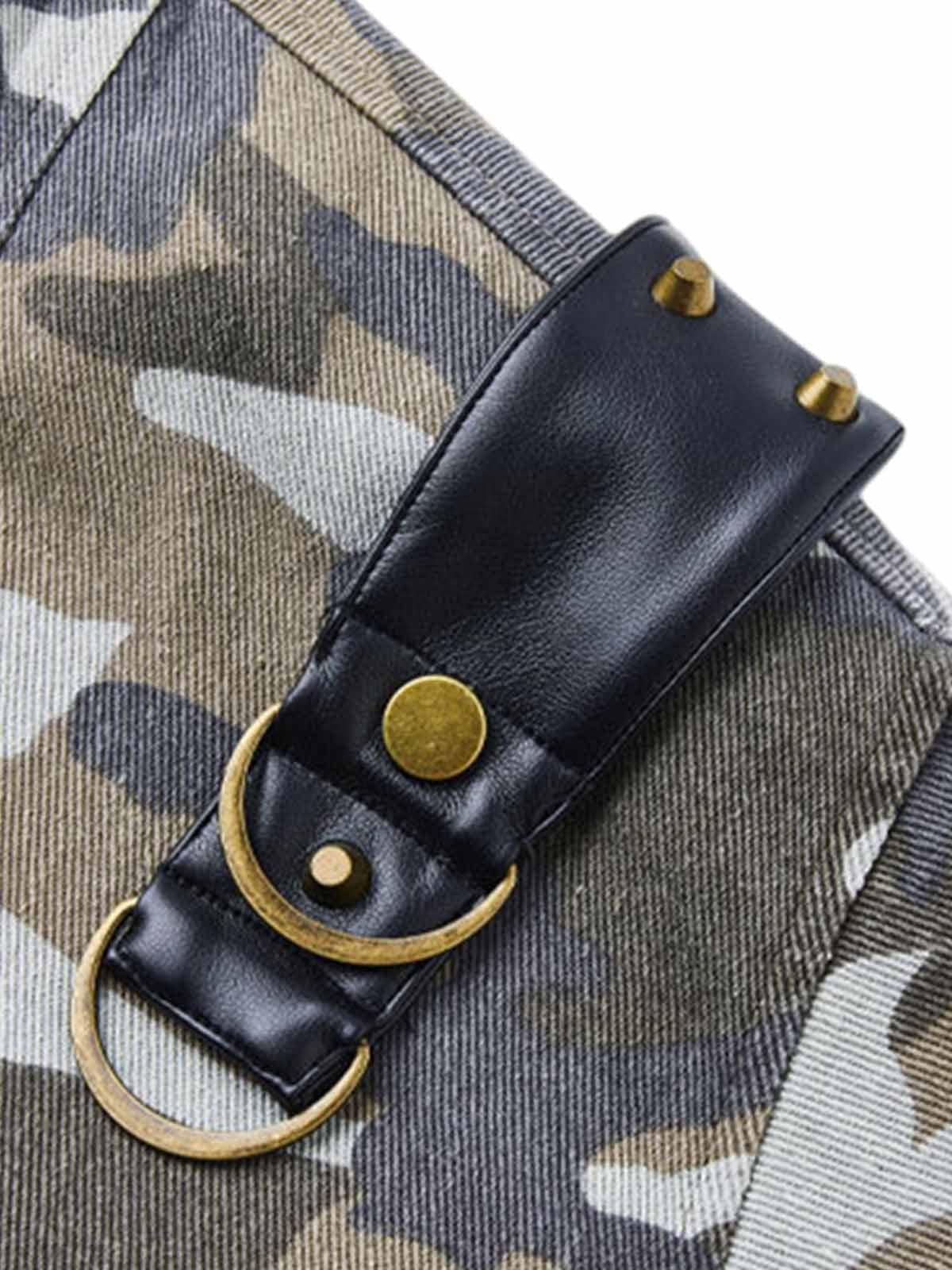 Concert Outfit Camouflage Leather Shoulder Pad Denim Bomber Jacket Concert Outfit Camouflage Leather Shoulder Pad Denim Bomber Jacket