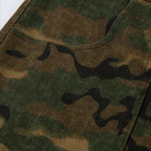 Concert Outfit Camouflage Oversize Denim Cargo Pants