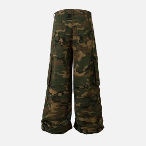 Concert Outfit Camouflage Oversize Denim Cargo Pants
