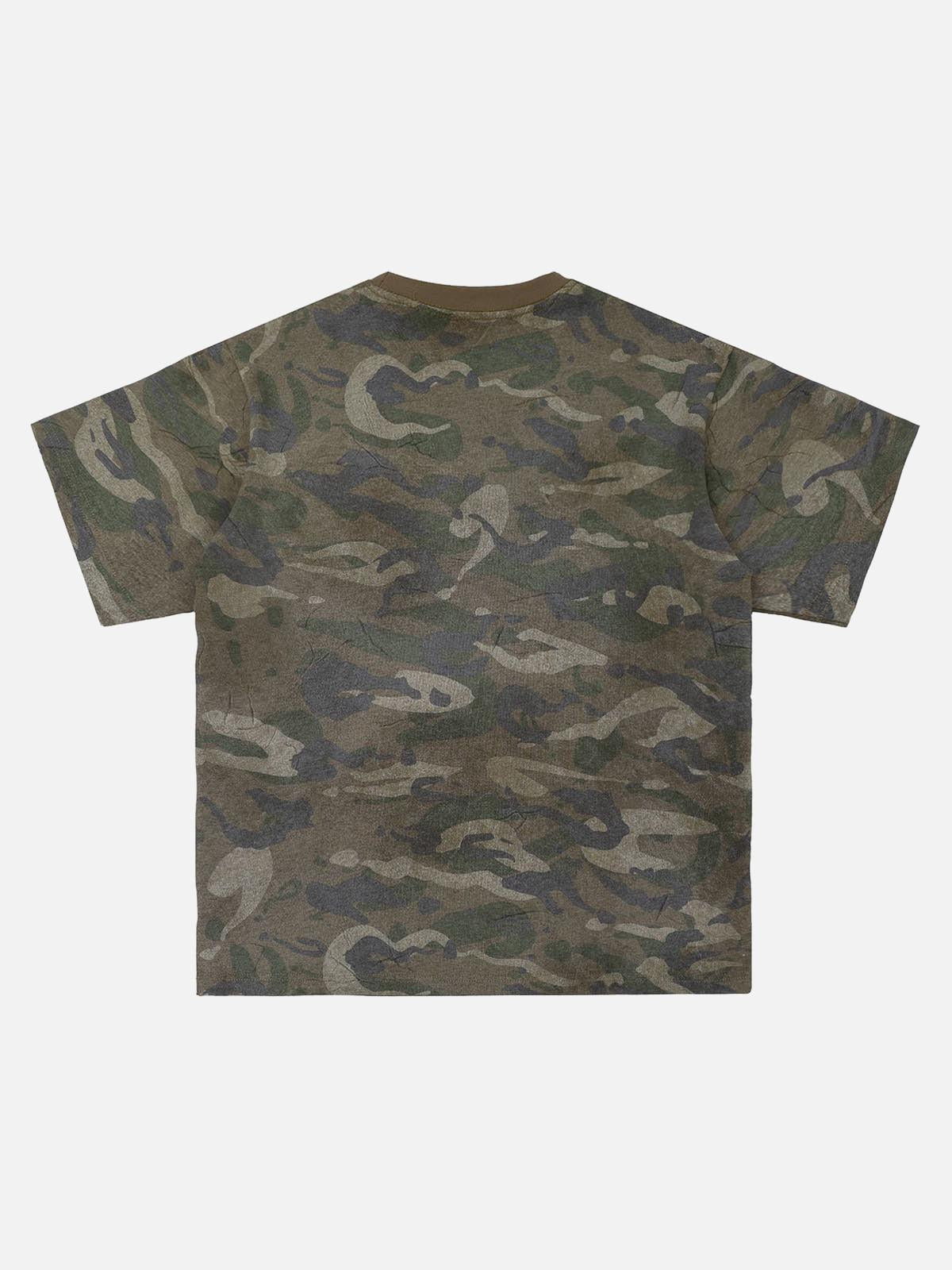 Concert Outfit Camouflage Patchwork Graphic T-Shirt Concert Outfit Camouflage Patchwork Graphic T-Shirt