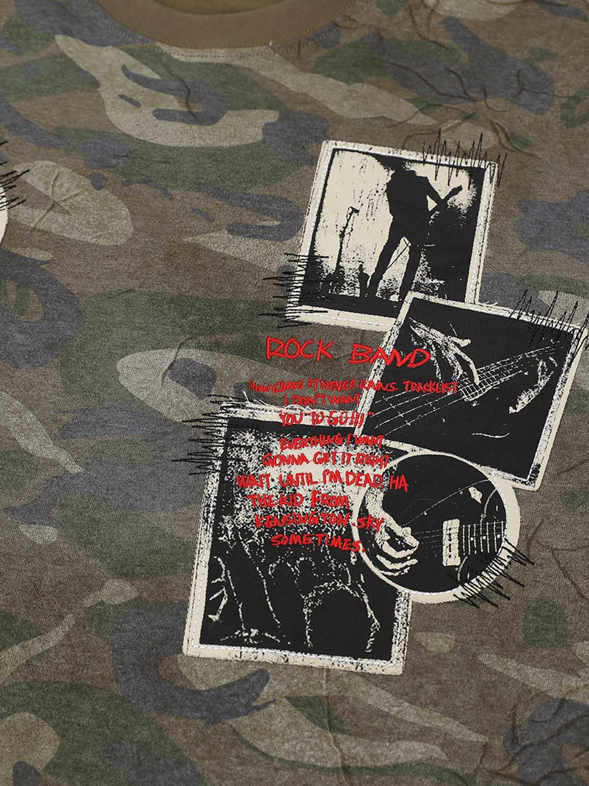 Concert Outfit Camouflage Patchwork Graphic T-Shirt Concert Outfit Camouflage Patchwork Graphic T-Shirt