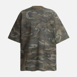 Concert Outfit Camouflage Patchwork Graphic T-Shirt