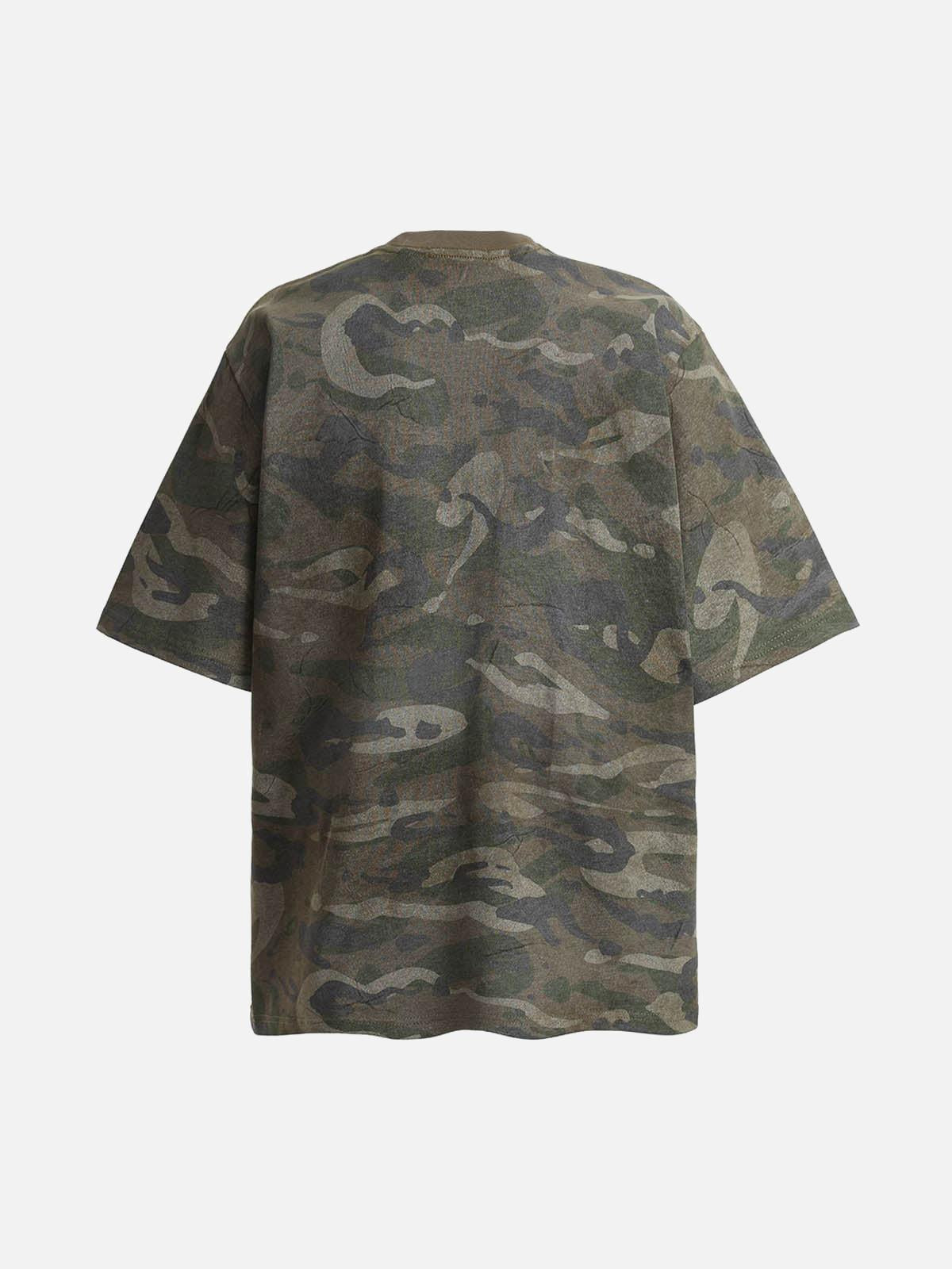 Concert Outfit Camouflage Patchwork Graphic T-Shirt Concert Outfit Camouflage Patchwork Graphic T-Shirt