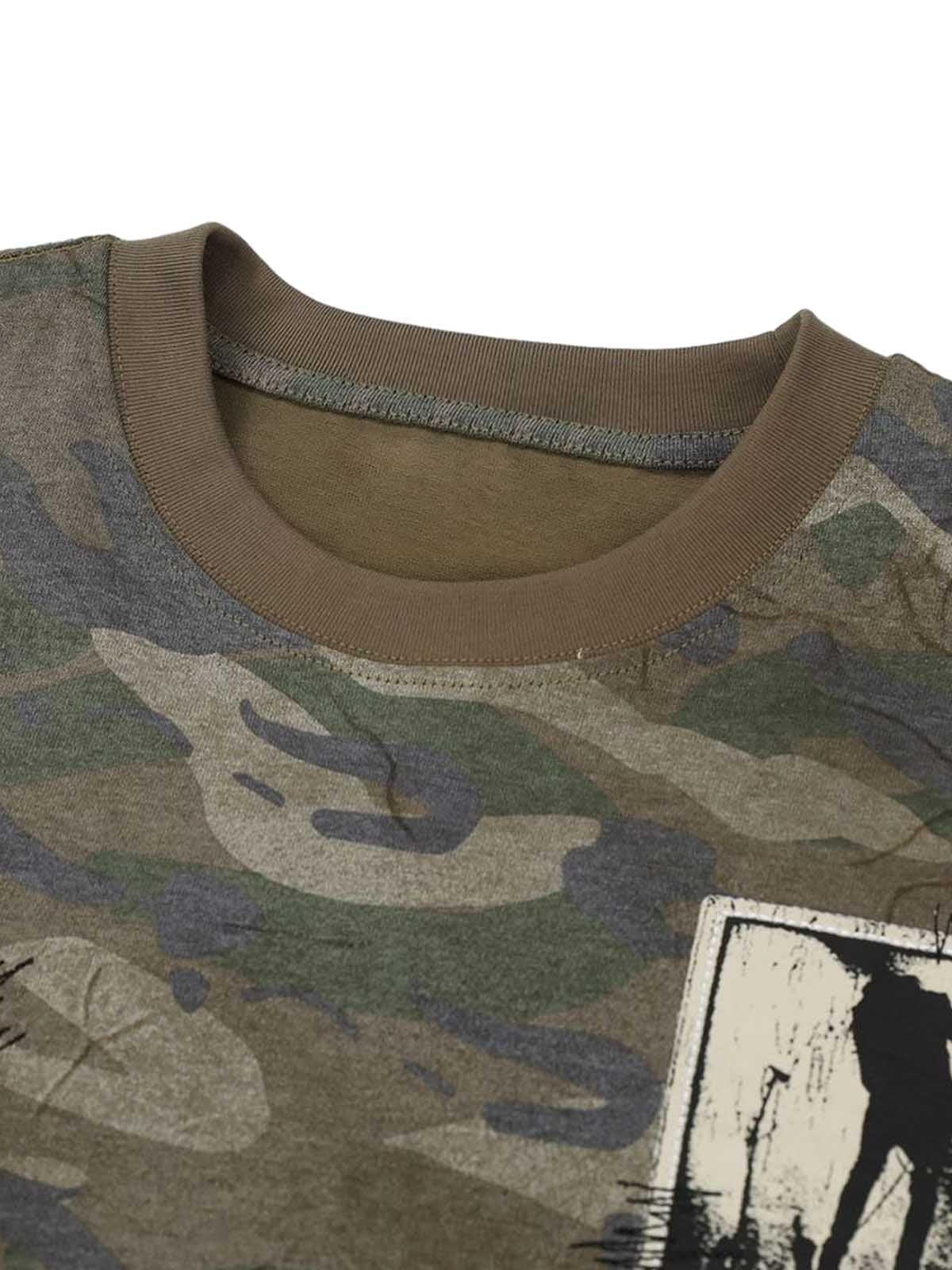 Concert Outfit Camouflage Patchwork Graphic T-Shirt Concert Outfit Camouflage Patchwork Graphic T-Shirt