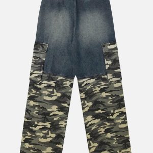 Concert Outfit Camouflage Patchwork Jeans