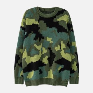 Concert Outfit Camouflage Print Sweater