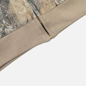 Concert Outfit Camouflage Print Zip-Up Hoodie