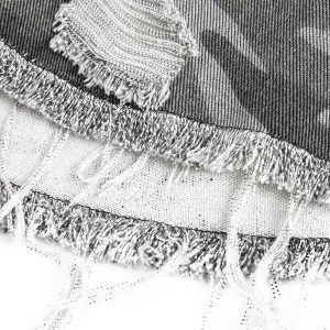 Concert Outfit Camouflage Ripped Lace Denim Shirt