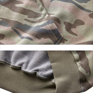 Concert Outfit Camouflage Sequin Letter Pattern Zipper Hoodie