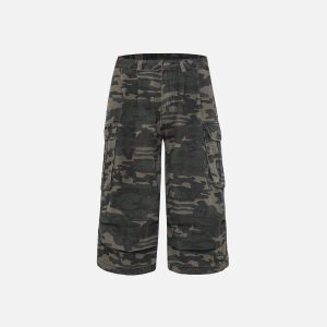 Concert Outfit Camouflage Wrinkle Longline Jorts