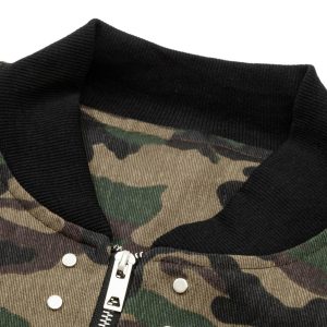 Concert Outfit Cargo Camouflage Multi Zipper Bomber Jacket