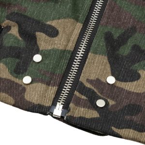 Concert Outfit Cargo Camouflage Multi Zipper Bomber Jacket