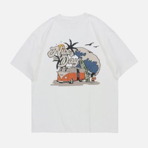 Concert Outfit Cartoon Car Print Tee