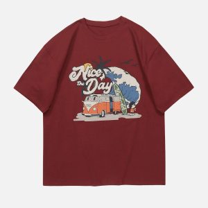 Concert Outfit Cartoon Car Print Tee