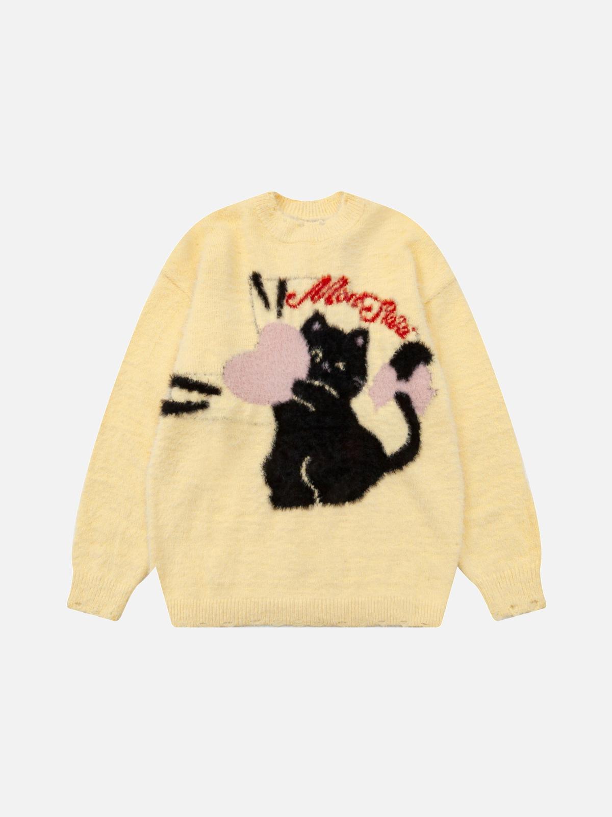 Concert Outfit Cartoon Cat Jacquard Sweater Concert Outfit Cartoon Cat Jacquard Sweater