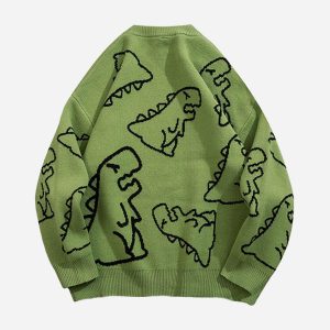 Concert Outfit Cartoon Dinosaur Printed Sweater