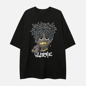 Concert Outfit Cartoon Foam Loose T-Shirt