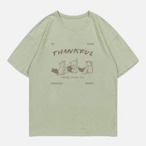 Concert Outfit Cartoon Fox Print Tee