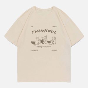 Concert Outfit Cartoon Fox Print Tee