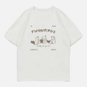 Concert Outfit Cartoon Fox Print Tee