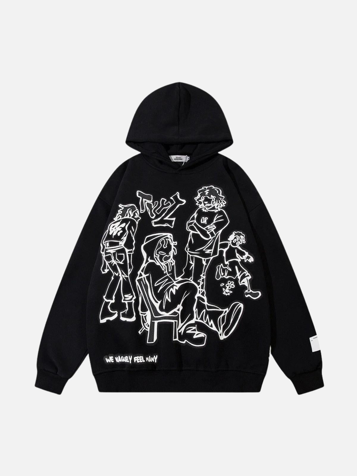 Concert Outfit Cartoon Line Character Print Hoodie Concert Outfit Cartoon Line Character Print Hoodie