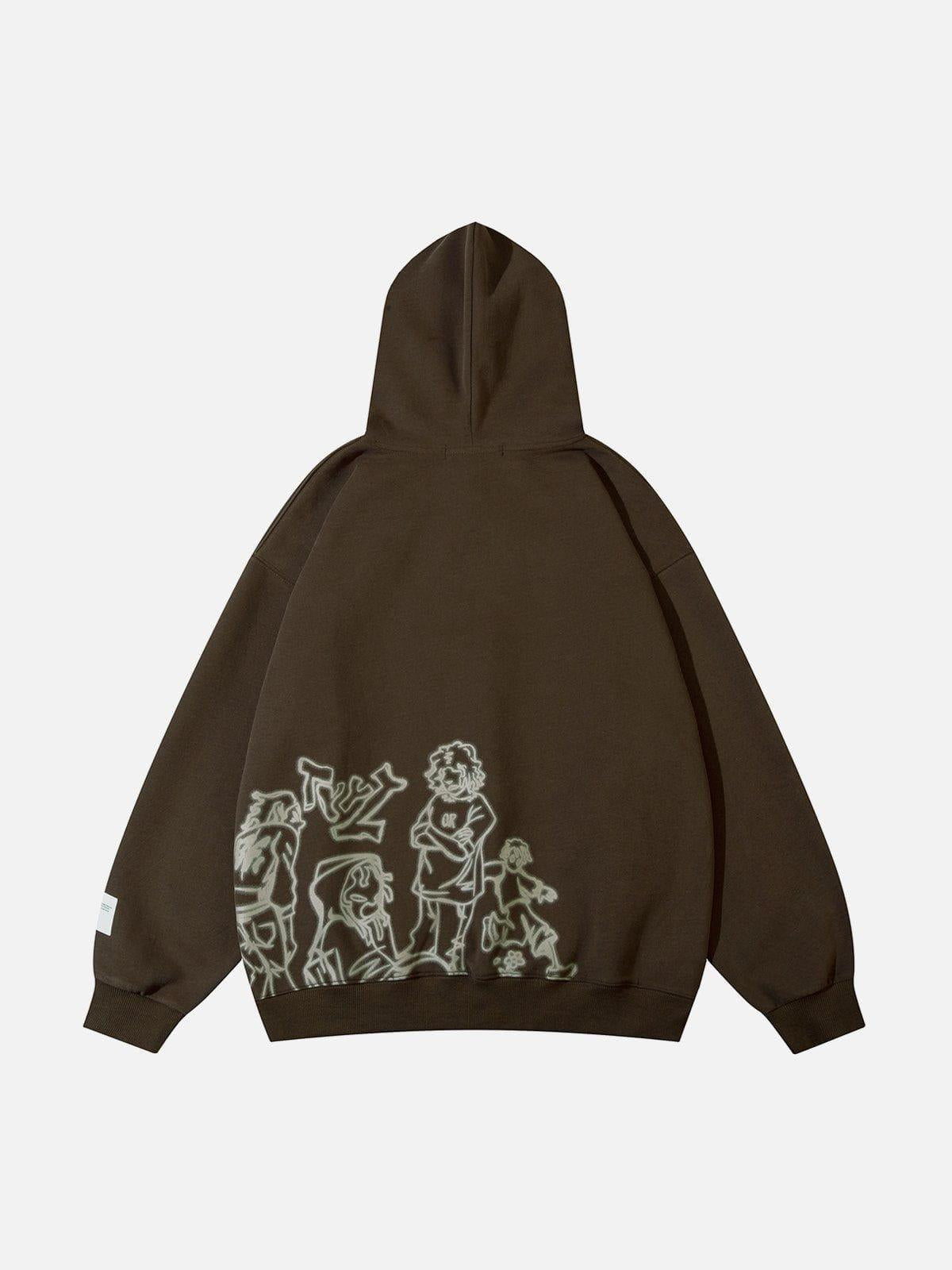 Concert Outfit Cartoon Line Character Print Hoodie Concert Outfit Cartoon Line Character Print Hoodie