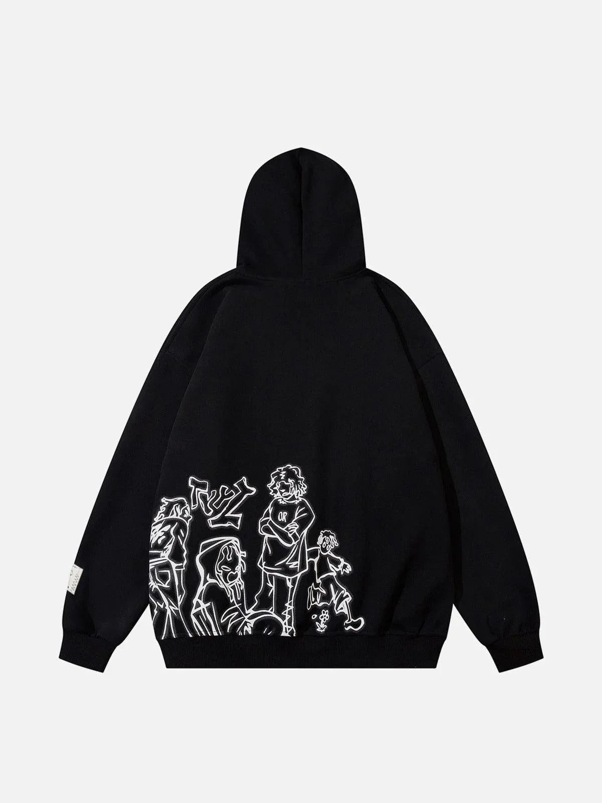 Concert Outfit Cartoon Line Character Print Hoodie Concert Outfit Cartoon Line Character Print Hoodie