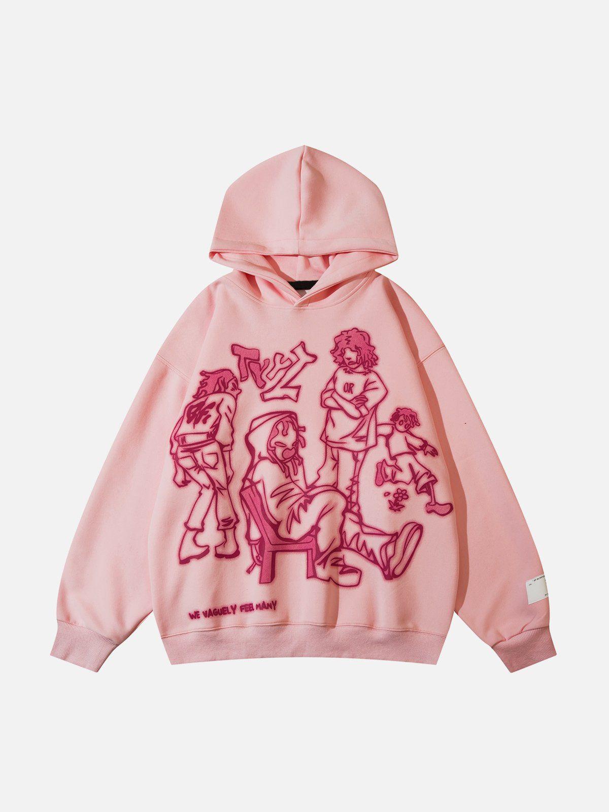 Concert Outfit Cartoon Line Character Print Hoodie Concert Outfit Cartoon Line Character Print Hoodie