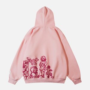 Concert Outfit Cartoon Line Character Print Hoodie