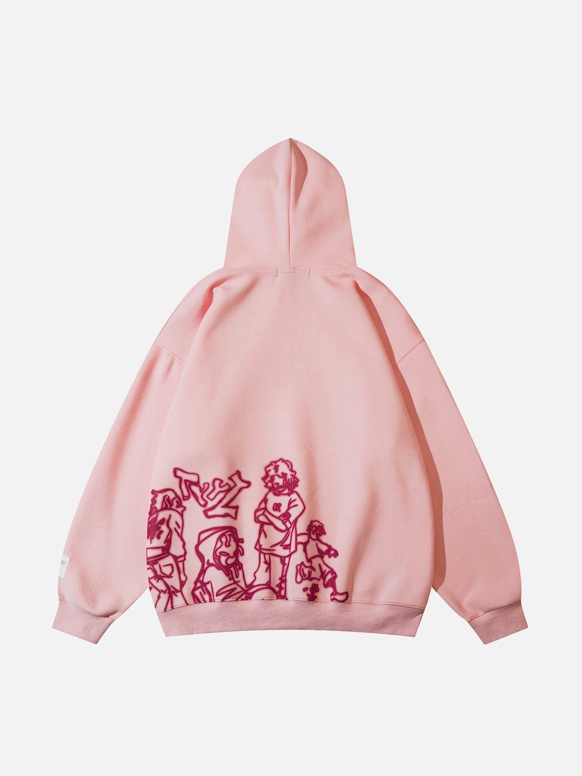 Concert Outfit Cartoon Line Character Print Hoodie Concert Outfit Cartoon Line Character Print Hoodie