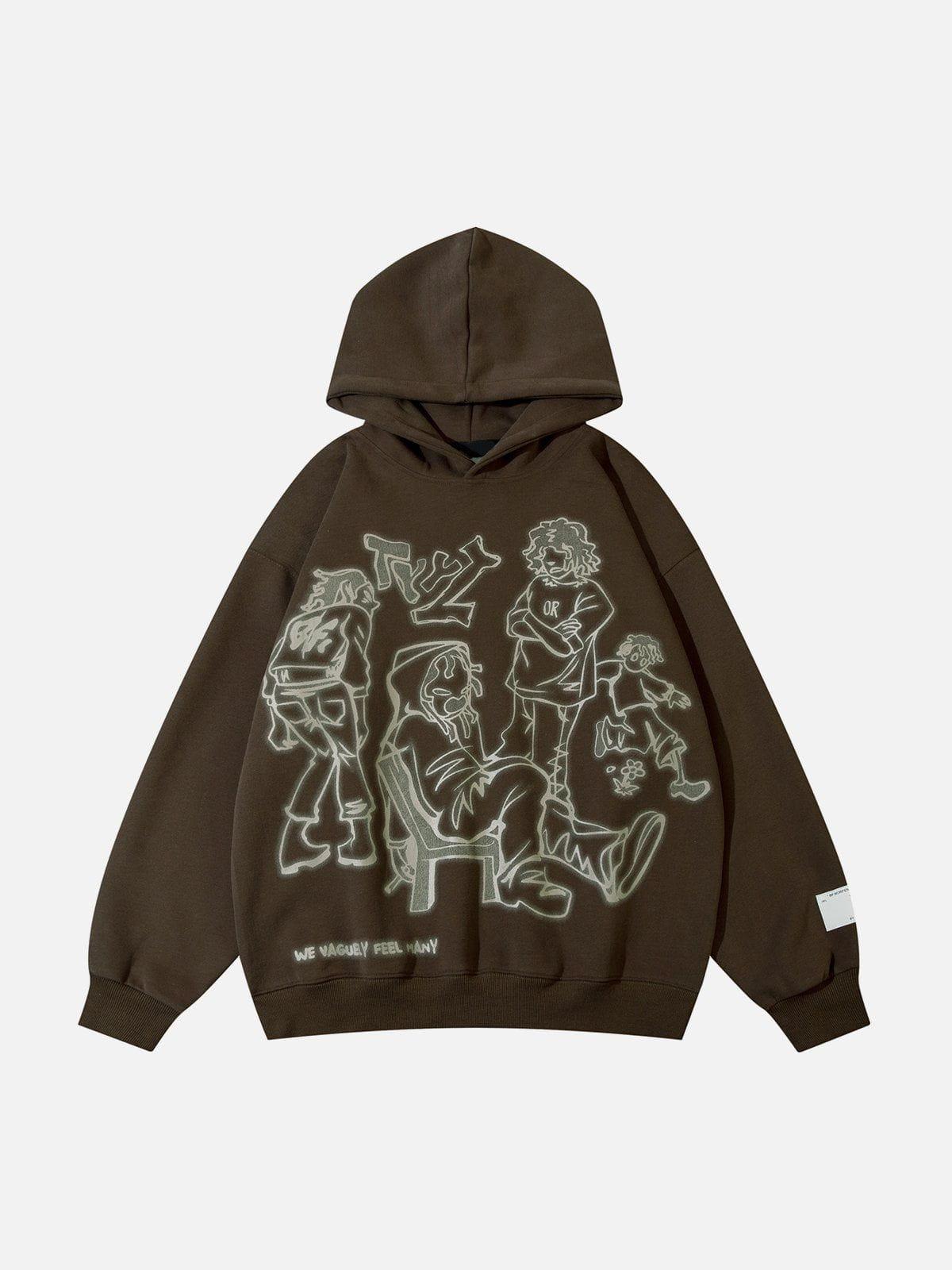 Concert Outfit Cartoon Line Character Print Hoodie Concert Outfit Cartoon Line Character Print Hoodie