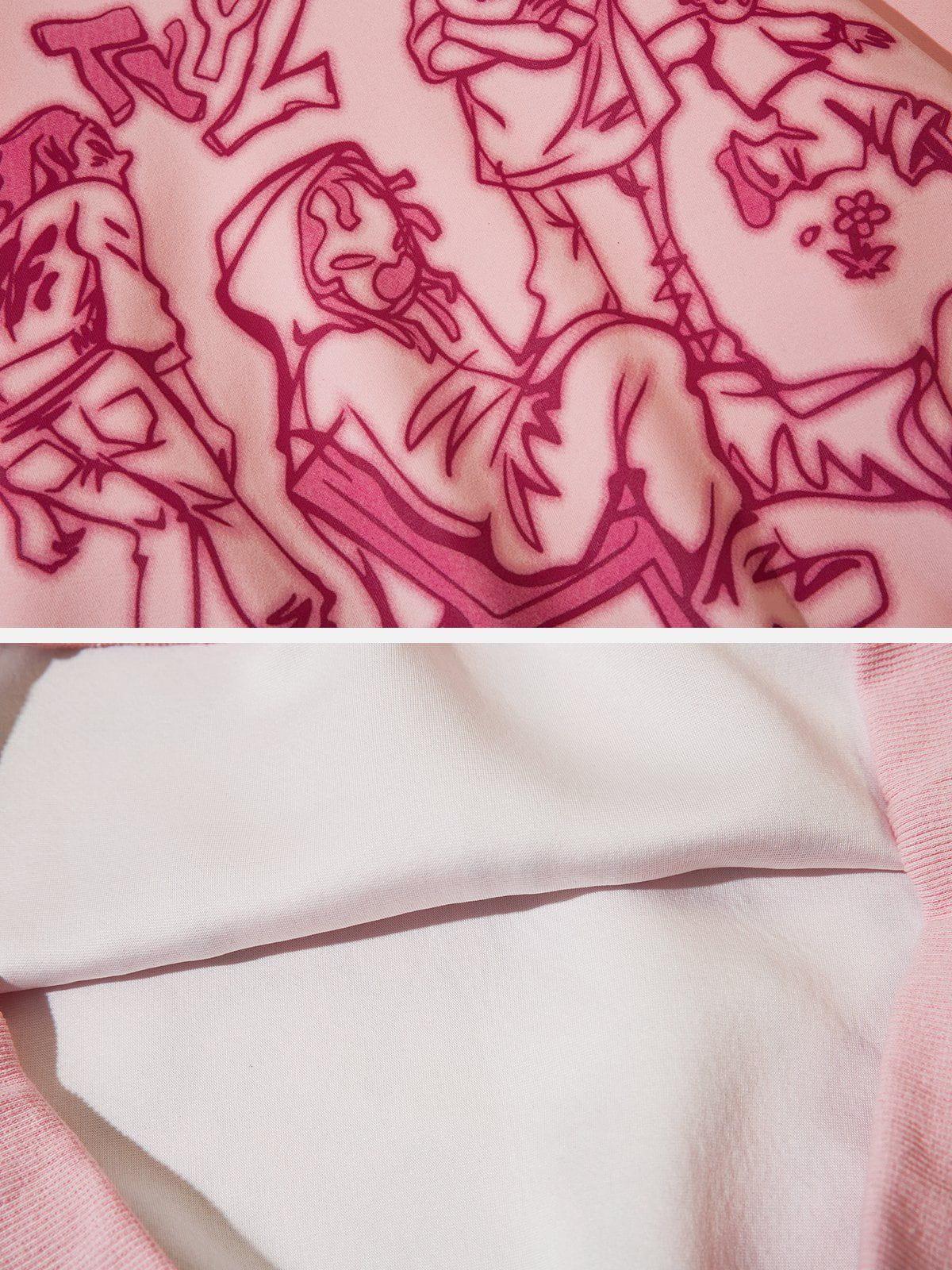 Concert Outfit Cartoon Line Character Print Hoodie Concert Outfit Cartoon Line Character Print Hoodie