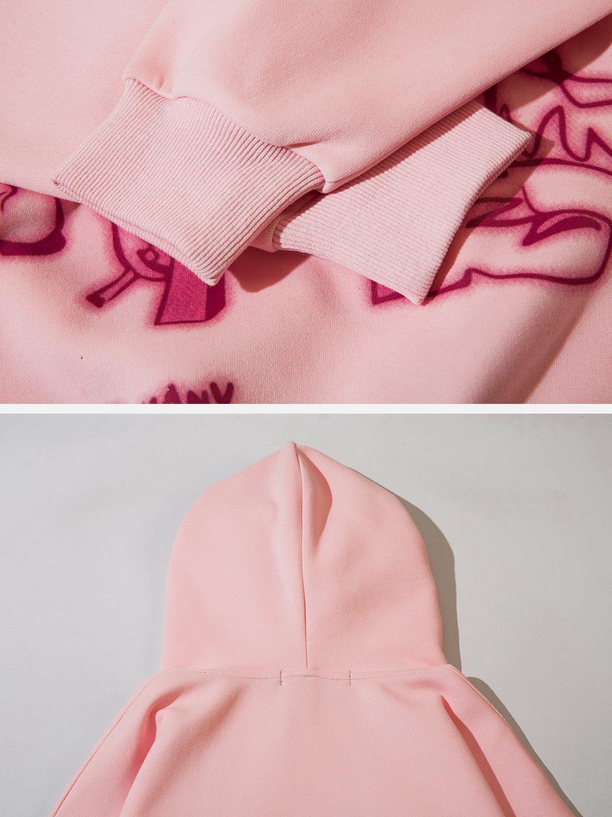 Concert Outfit Cartoon Line Character Print Hoodie Concert Outfit Cartoon Line Character Print Hoodie