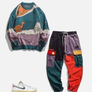 Concert Outfit Cartoon Little Dinosaur Knit Sweater