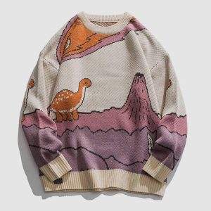 Concert Outfit Cartoon Little Dinosaur Knit Sweater