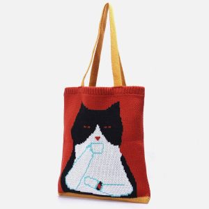 Concert Outfit Cat Graphic Knit Bag