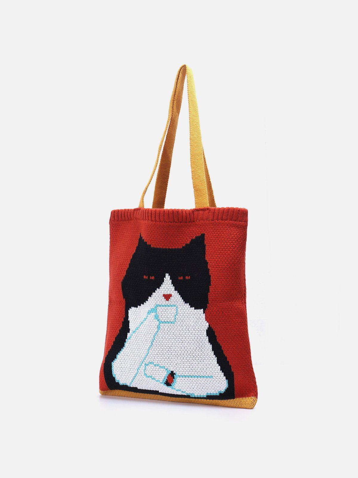 Concert Outfit Cat Graphic Knit Bag Concert Outfit Cat Graphic Knit Bag